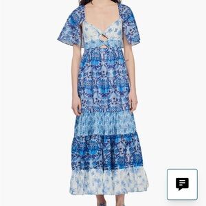 Sandro size 34 or size 0 Blue Floral Maxi Dress